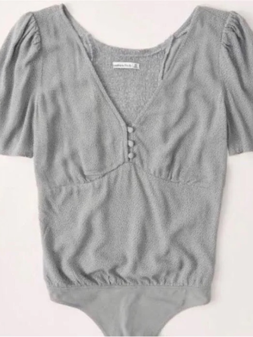 Abercrombie & Fitch Sage Puff-Sleeve V-Neck Bodysuit